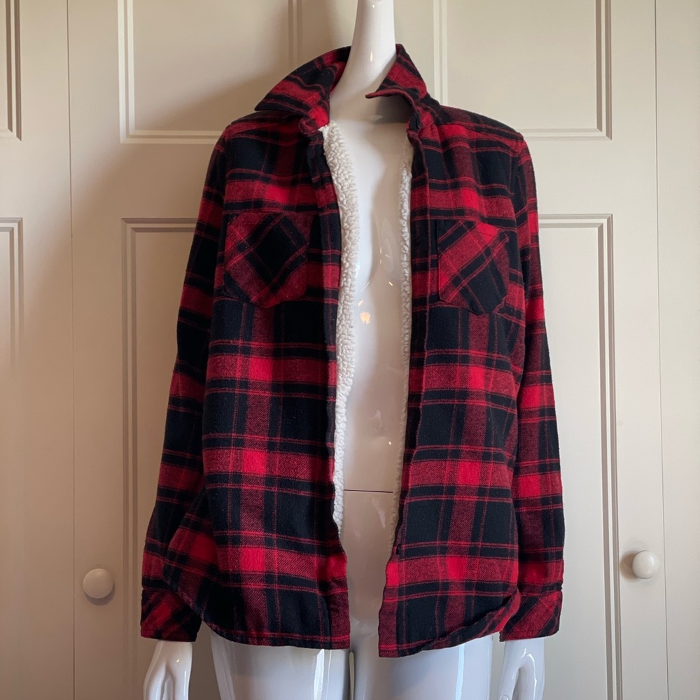 CiSono Black and Red Plaid Top- Medium